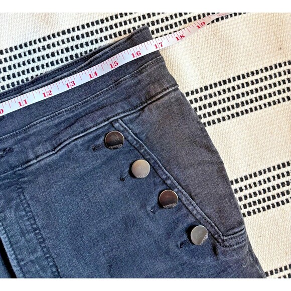 Express 14R Super High Waisted Denim Perfect Black Button Leggings - Picture 5 of 7